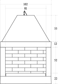 CAMINETTO PREFABBRICATO A LEGNA QR 100 REF SEMIAPERTO 2 LATI MARSICAMIN