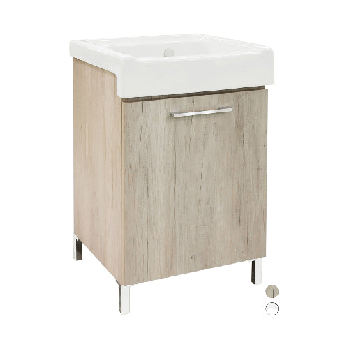 Mobile lavatoio 1 anta Olmo montano con lavabo in ceramica LxP 50x50 cm XILON