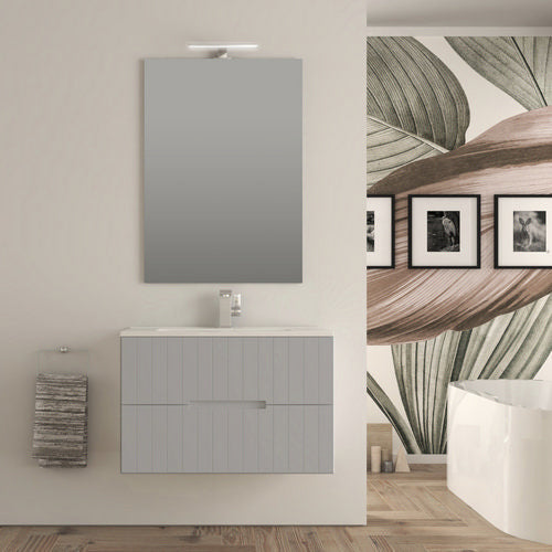 MOBILE BAGNO COMPLETO VANIA GRIGIO NUVOLA L. 74 CM BADEN HAUS