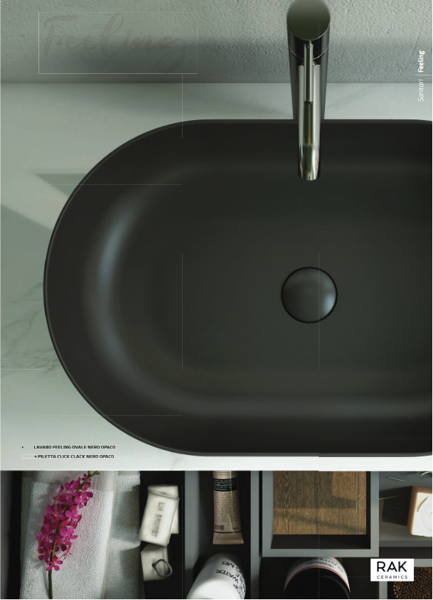 Piletta lavabo click clack senza troppo pieno Tappo cappuccino Opaco Rak Feeling