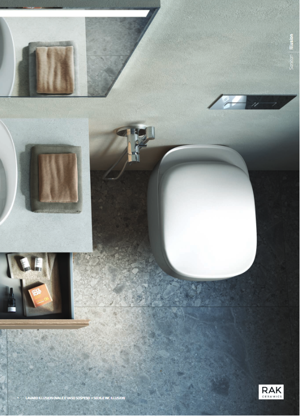 Vaso monoblocco a pavimento rimless Rak Illusion