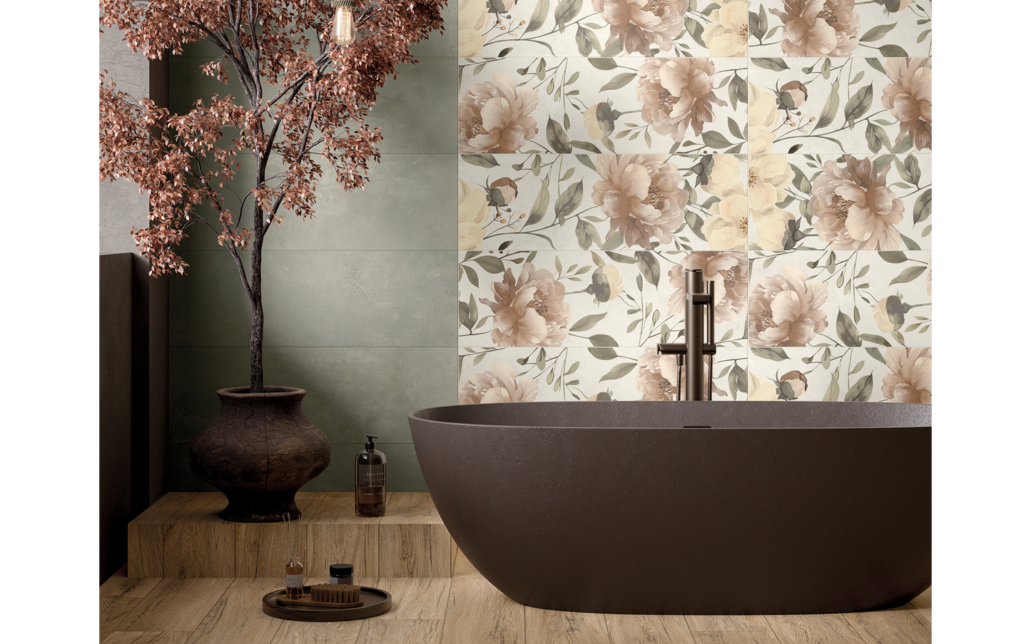 Spatula Peonies Warm 30x90 Rettificato Ceramica Euro