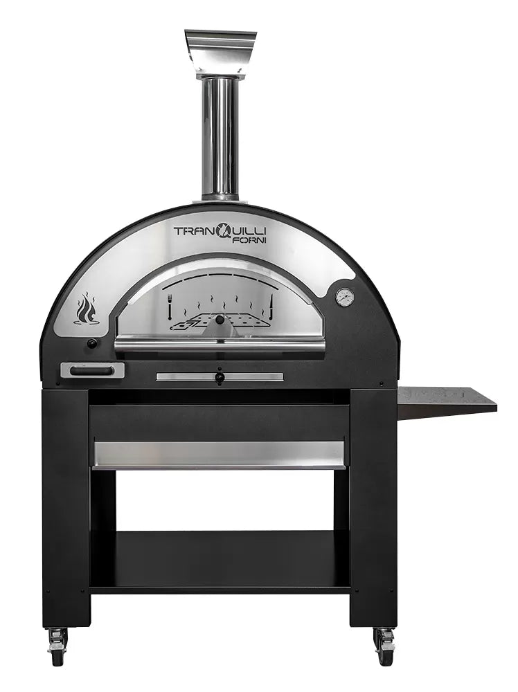 Forno a Legna Arde Maxi Inox con Carrello Tranquilli Forni