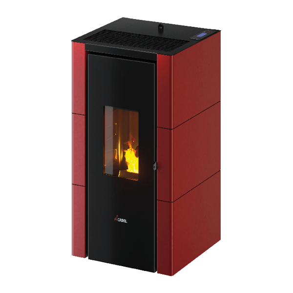 Cristal 7 Metallo Rosso Stufa a Pellet 7 Kw Ad Aria CADEL