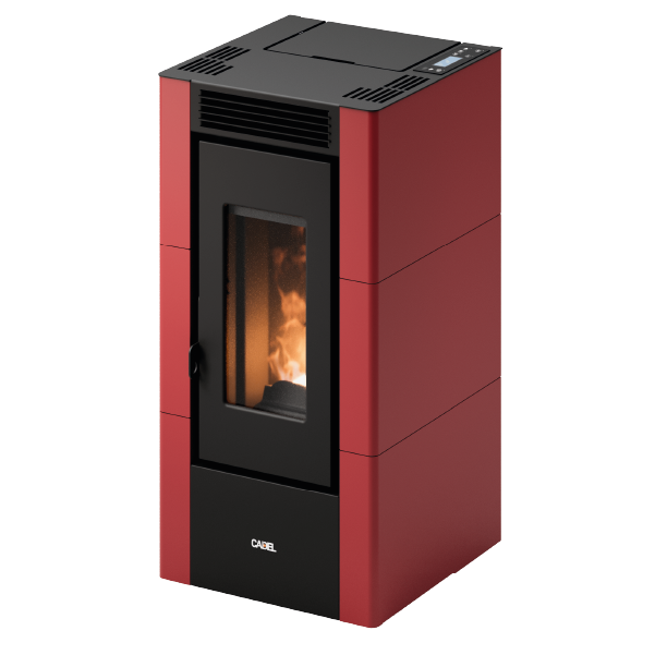 Cristal 6 Stufa a Pellet Ventilata 5,5 kW Metallo Rosso Bordeaux Cadel