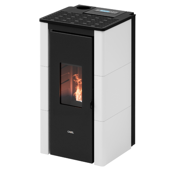 Cristal 7 Up Metallo Bianco Stufa a Pellet 7 Kw Ad Aria CADEL