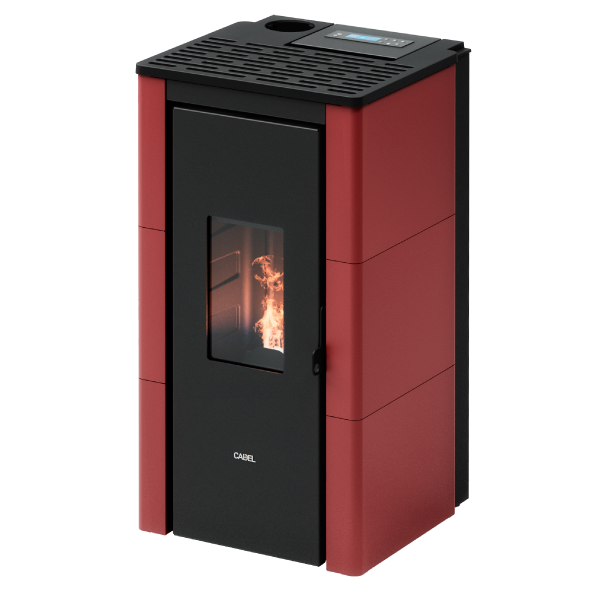 Cristal 7 Up Metallo Rosso Stufa a Pellet 7 Kw Ad Aria CADEL