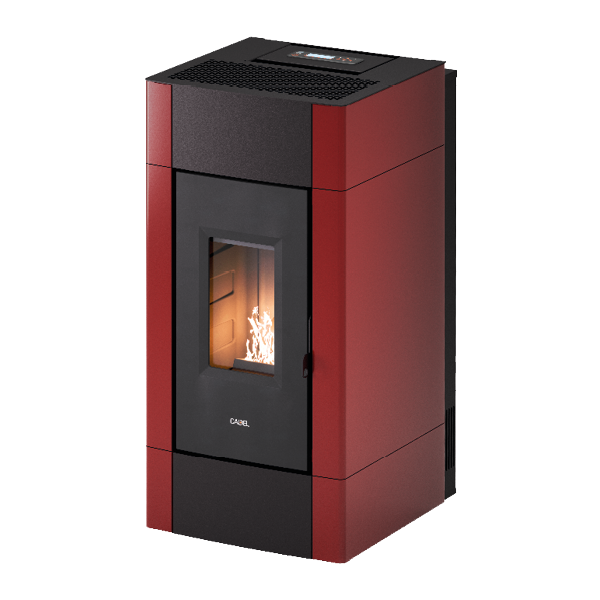 Cristal Plus 9 Metallo Rosso Stufa a Pellet 8,5 Kw Canalizzata Ad Aria CADEL