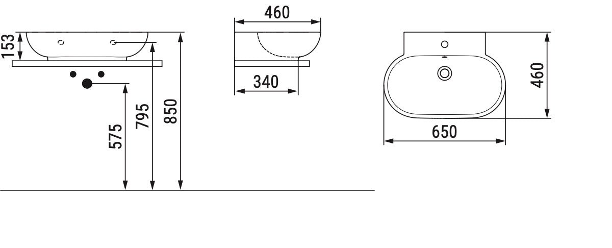 Mirto Lavabo monoforo da appoggio L. 65 cm Dolomite