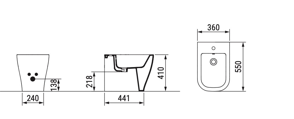 Mirto Bidet filo muro BTW erogazione rubinetto Dolomite