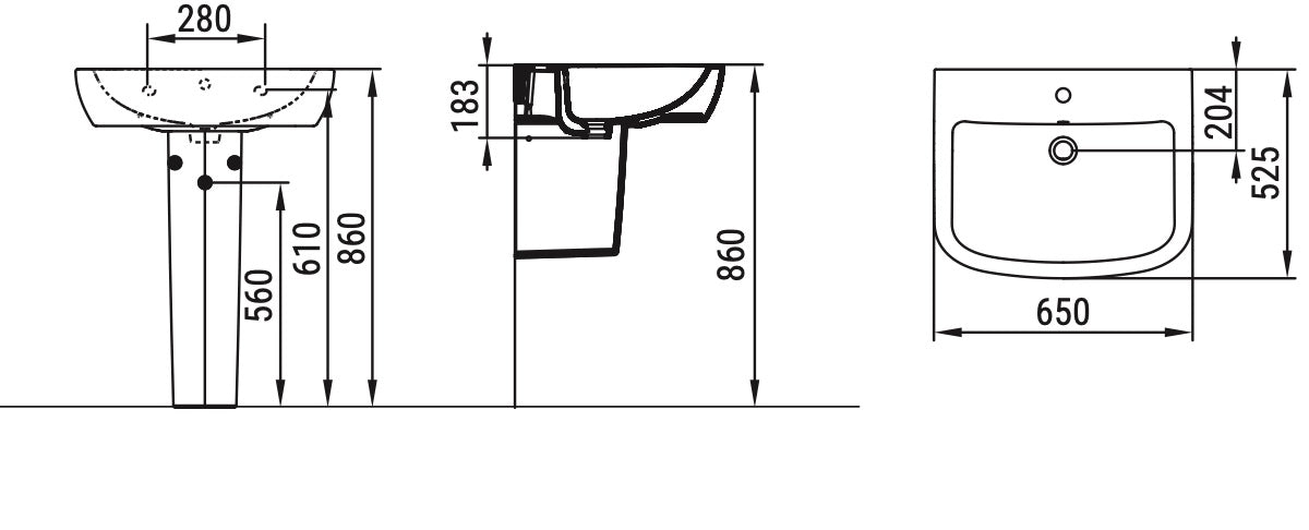 Gemma 2 Lavabo monoforo L. 65 cm Dolomite