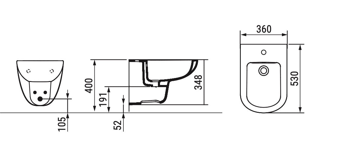Gemma 2 Bidet sospeso erogazione rubinetto Dolomite