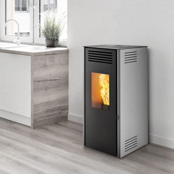 Elica EP Grigio Metallizzato Stufa a Pellet Ventilata ad Aria 8,7 kW Caminetti Montegrappa