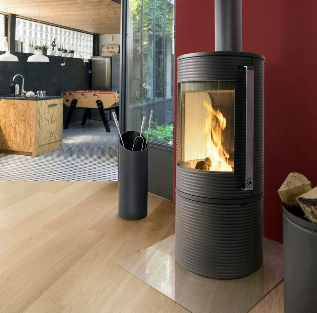 Stufa a Legna Joelle Grigio Antracite Caminetti Montegrappa 9 kW
