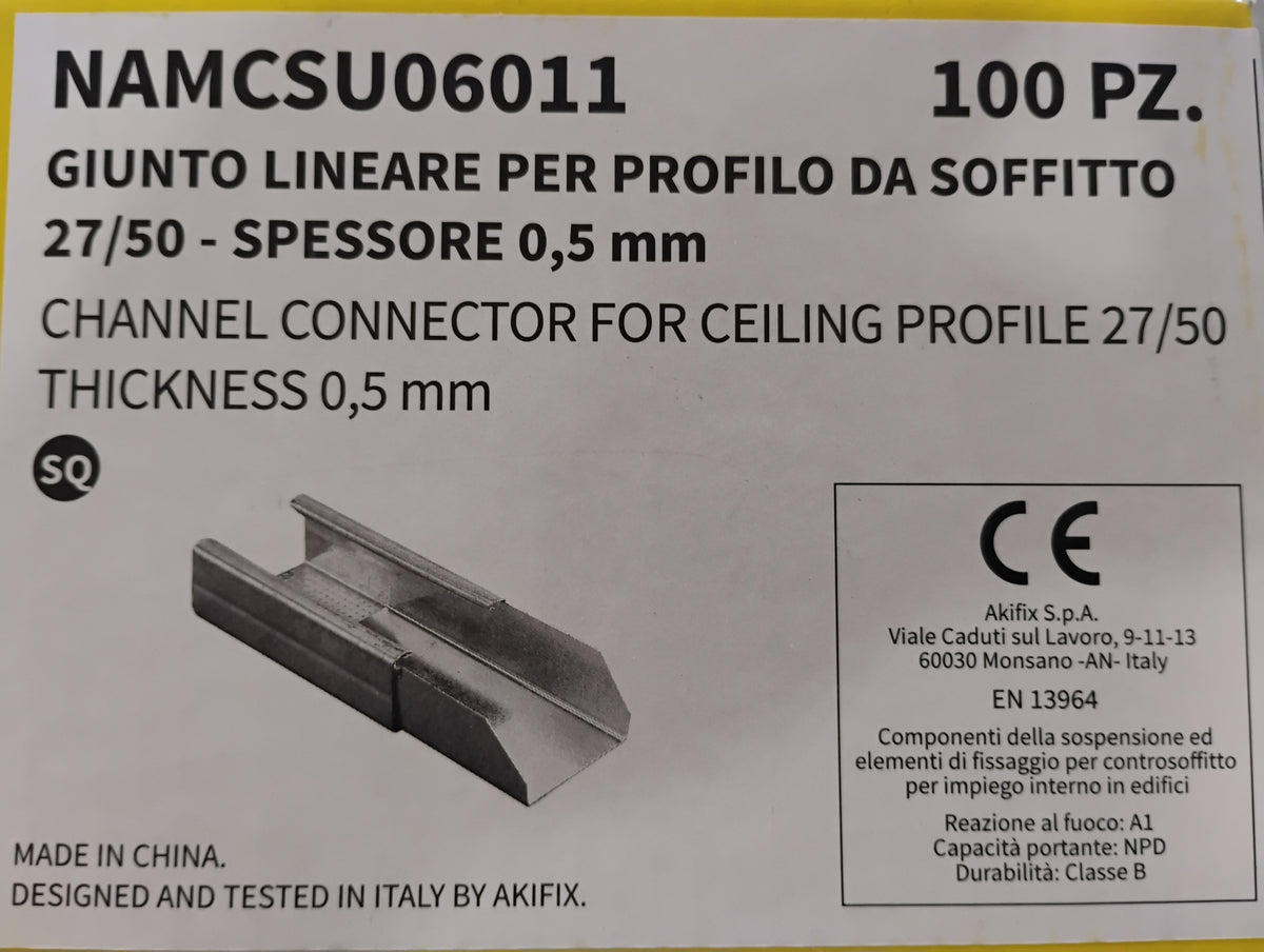 Giunto Lineare per Profilo da Soffitto 27/50 mm per Cartongesso