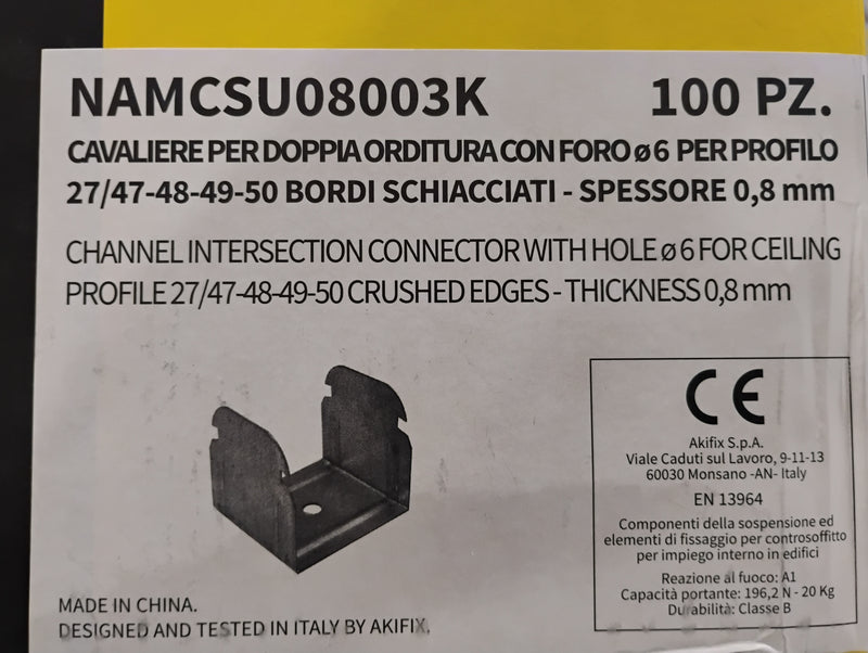 Cavaliere per Doppia Orditura 27/50 mm con Foro Ø6 – Bordi Schiacciati