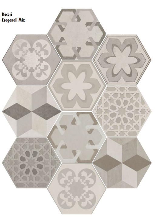 Domus Decoro Esagonali Mix 40x35 Bordo Nat. Matt Savoia Italia