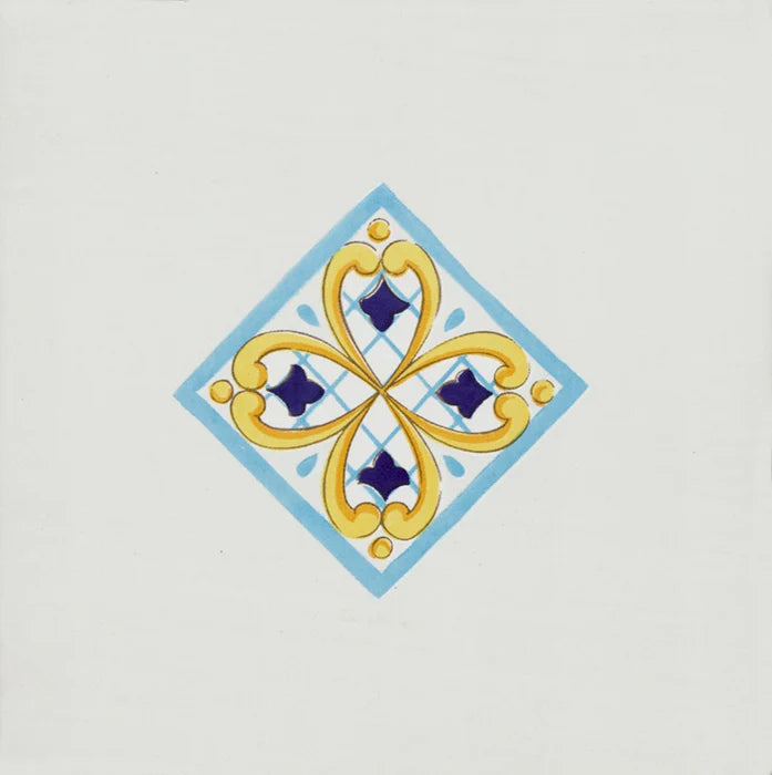 Cotto Mediterraneo Inserto Seiano Blu 22X22 Savoia Italia