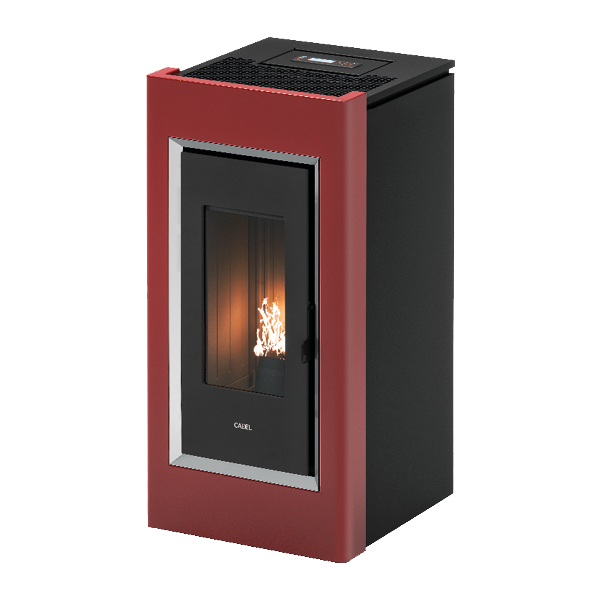 Prince Plus 11 Rosso Cornice Inox Stufa a Pellet 10,5 Kw Canalizzata Ad Aria CADEL