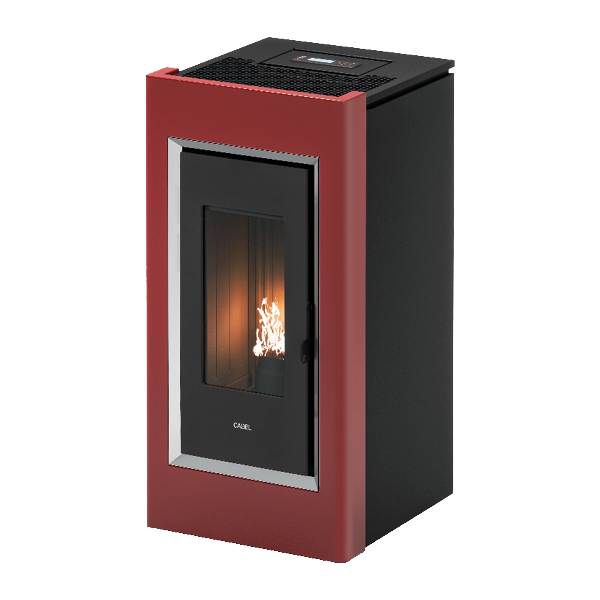 Prince 11 Rosso Cornice Inox Stufa a Pellet 10,5 Kw Ad Aria CADEL