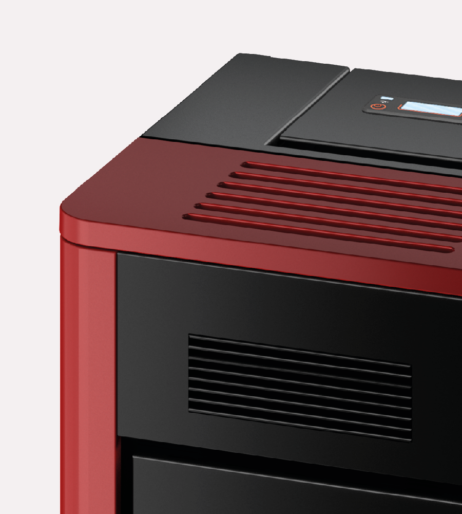 River Idro 18 Idrotech Maiolica Rosso Stufa a Pellet 17,7 Kw Idro CADEL