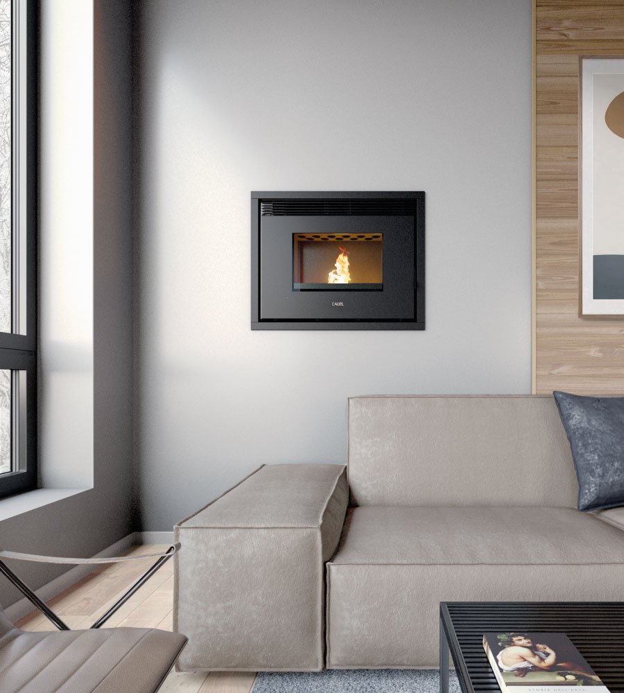 Saturno 24 Metallo Nero Inserto a Pellet 24,7 Kw Idro CADEL