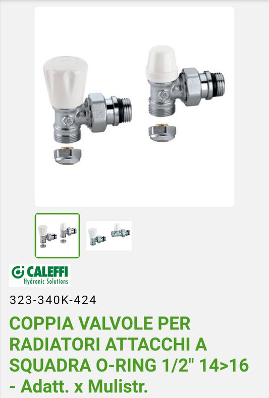 Coppia Valvola+Detentore 1/2 Squadra Caleffi