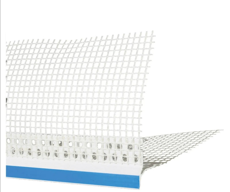 Paraspigolo Rompigoccia in PVC con Rete in Fibra di Vetro e Gocciolatoio 10×10 cm – Lunghezza 2,50 m