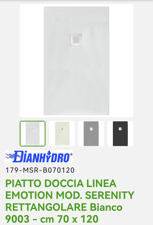 Piatto Doccia 70x120 Bianco Mod. Serenity