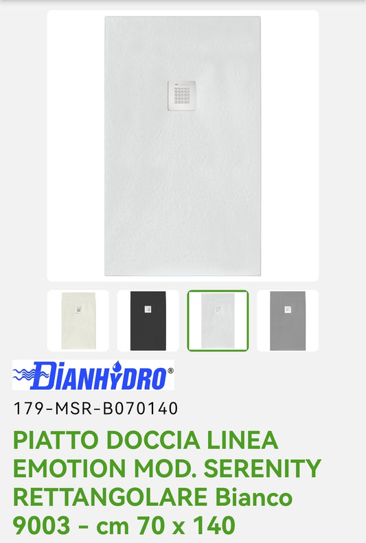 Piatto Doccia 70x140 Bianco Mod. Serenity