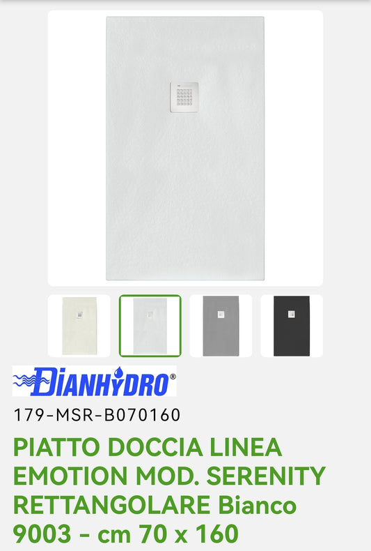Piatto Doccia 70x160 Bianco Mod. Serenity