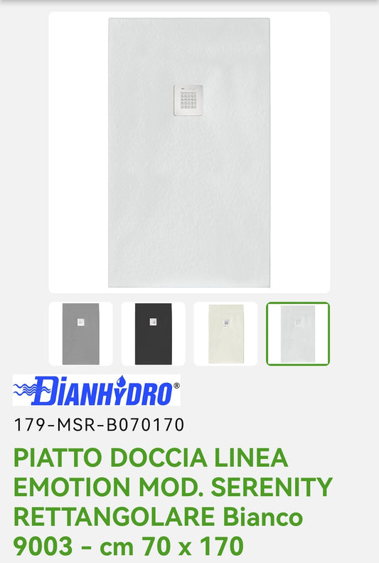 Piatto Doccia 70x170 Bianco Mod. Serenity