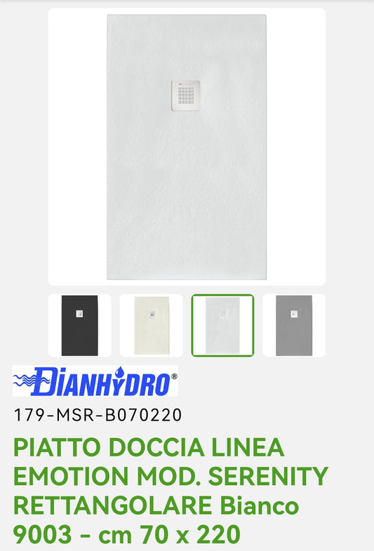 Piatto Doccia 70x220 Bianco Mod. Serenity