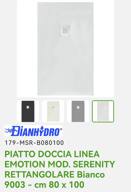 Piatto Doccia 80x100 Bianco Mod. Serenity