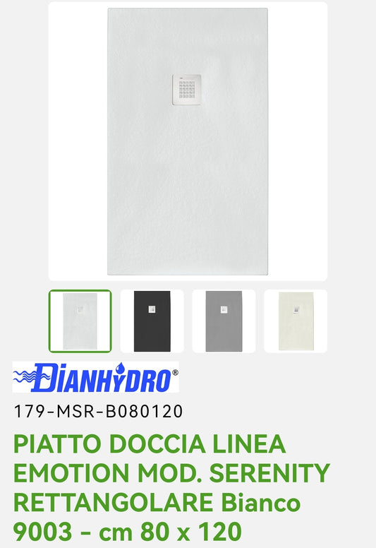 Piatto Doccia 80x120 Bianco Mod. Serenity