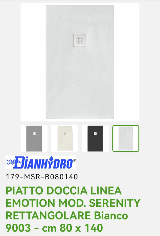 Piatto Doccia 80x140 Bianco Mod. Serenity
