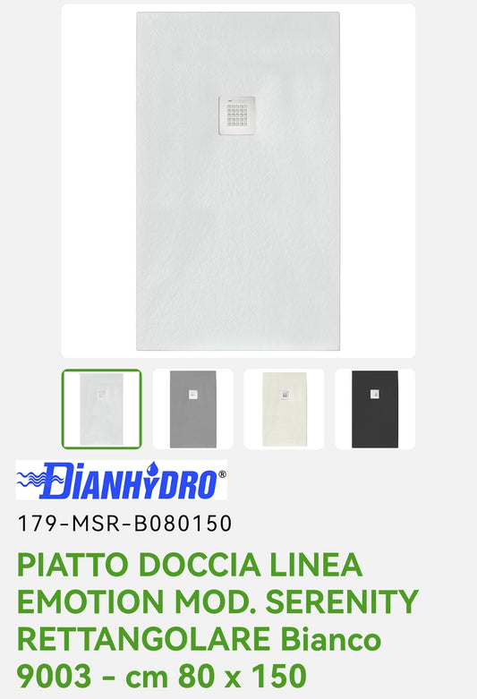 Piatto Doccia 80x150 Bianco Mod. Serenity