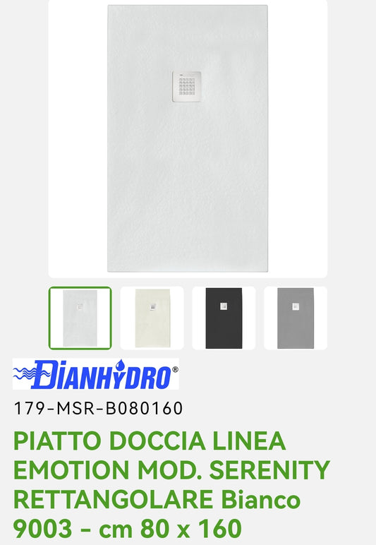 Piatto Doccia 80x160 Bianco Mod. Serenity