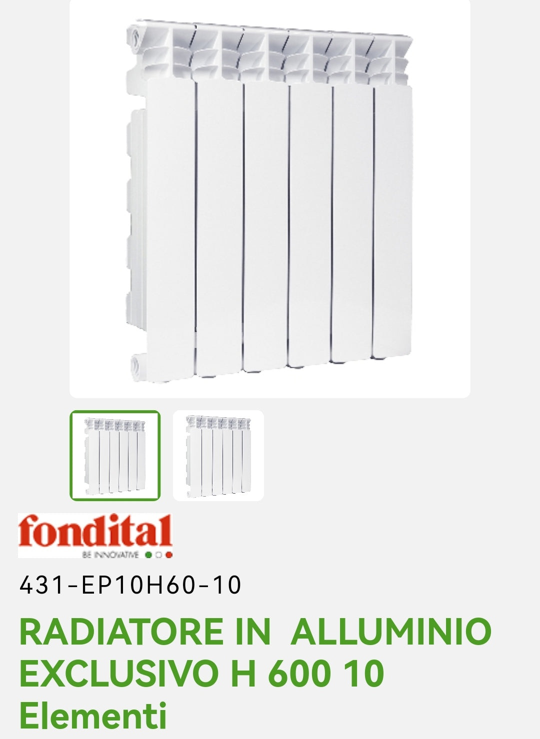 Radiateur Aluminium Exclusif H 600 10EL Fondital – Sodano Ceram