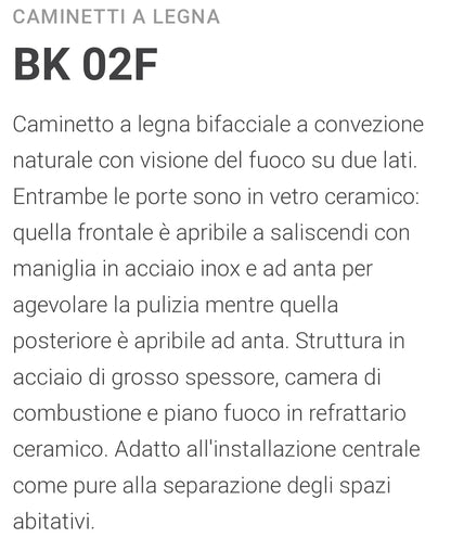 Caminetto a Legna BK02F Montegrappa
