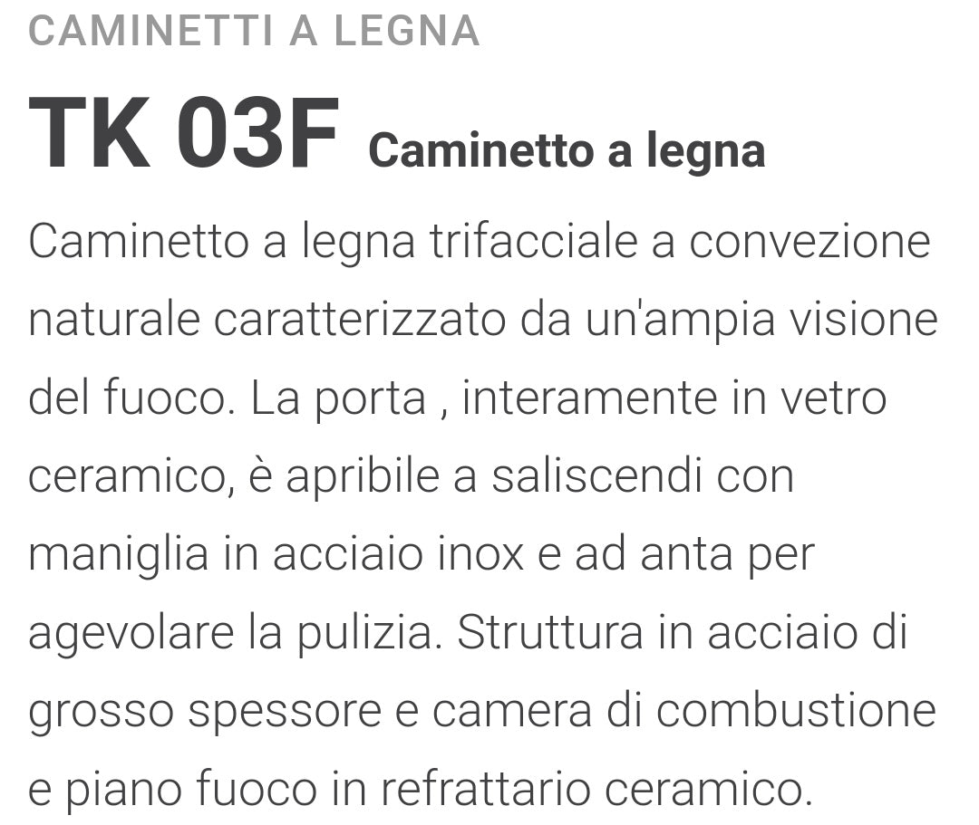 Caminetto a Legna TK03F Montegrappa