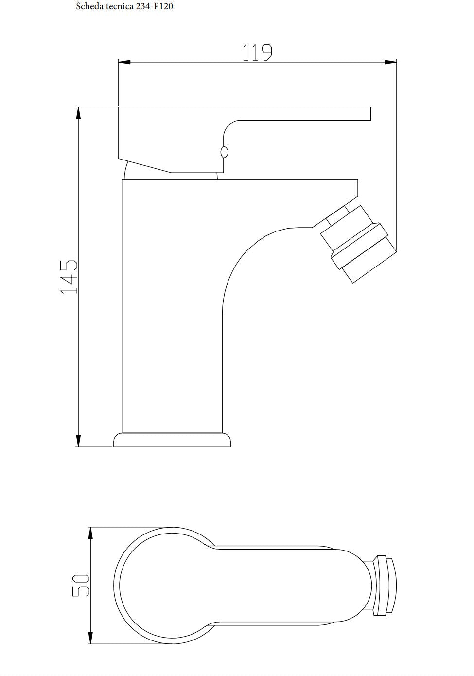 Paco Monocomando Bidet Nero Opaco S/Piletta