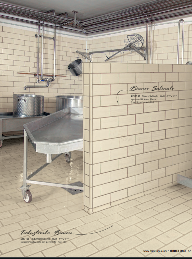 Klinker Industriale 10 mm Bianco Lucido 13x26 Domus Linea