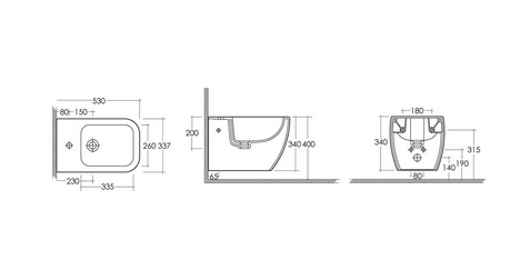 Metropolitan Bidet sospeso erogazione rubinetto smalto protek Rak