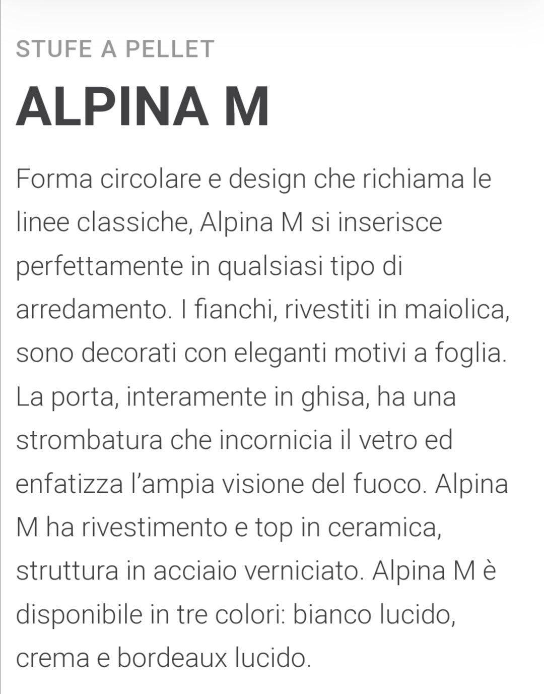 Alpina Crema MW24 Stufa Idro a Pellet Caminetti Montegrappa