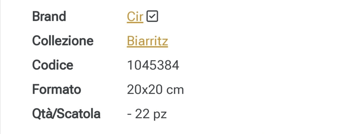 Biarritz Ecru 20x20 Cir Ceramiche