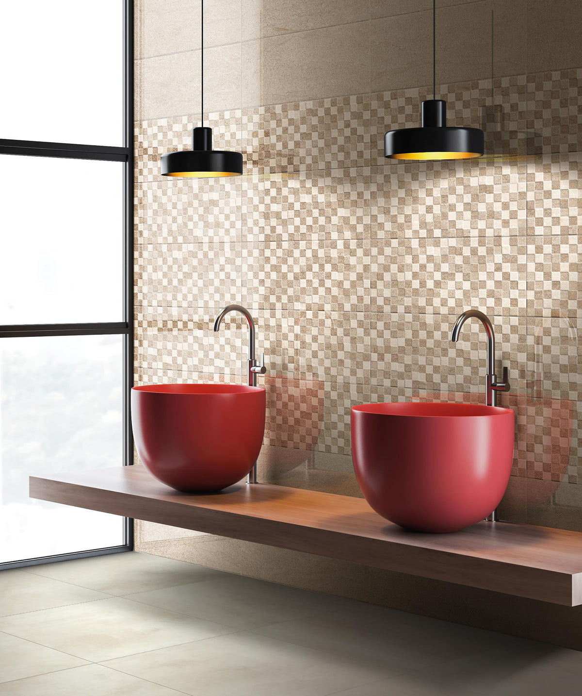 Trani Mosaico Beige/Almond 25x60 Bordo Nat. Lucido Savoia Italia