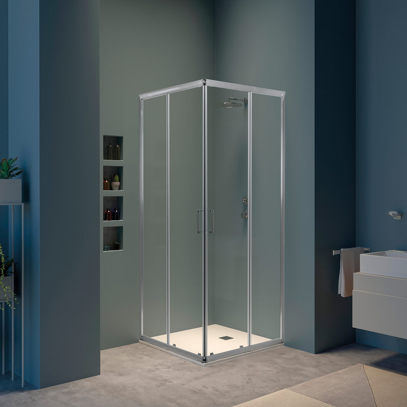 Basic box doccia 80x80 h190 due lati scorrevoli cristallo trasparente profilo cromo