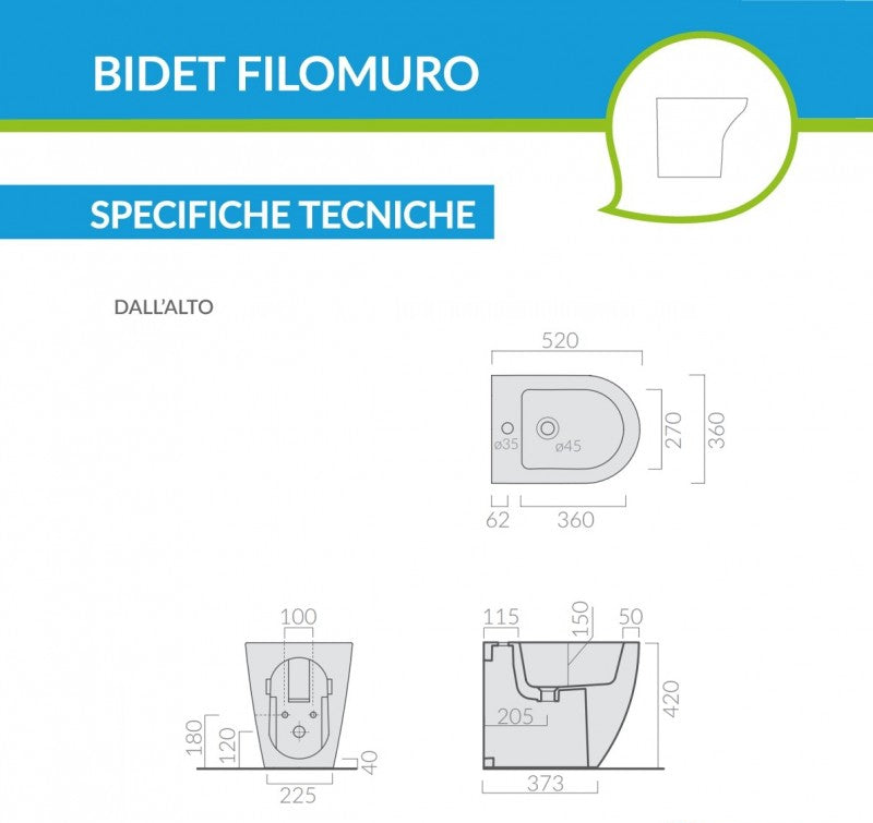 Dream Bidet 52 a Pavimento Bianco Galassia
