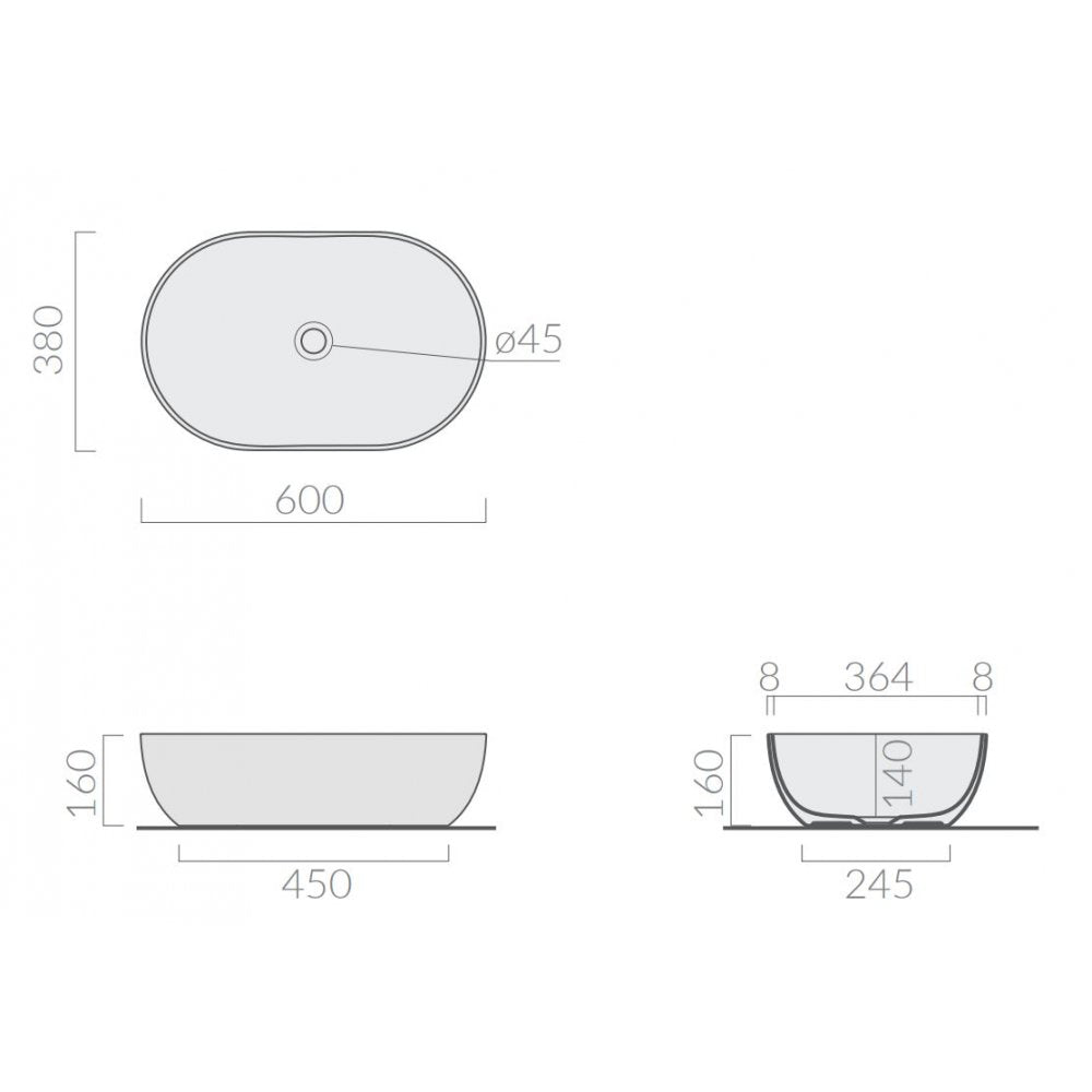 DREAM LAVABO DA APPOGGIO 60X38XH17 CM SABBIA GALASSIA
